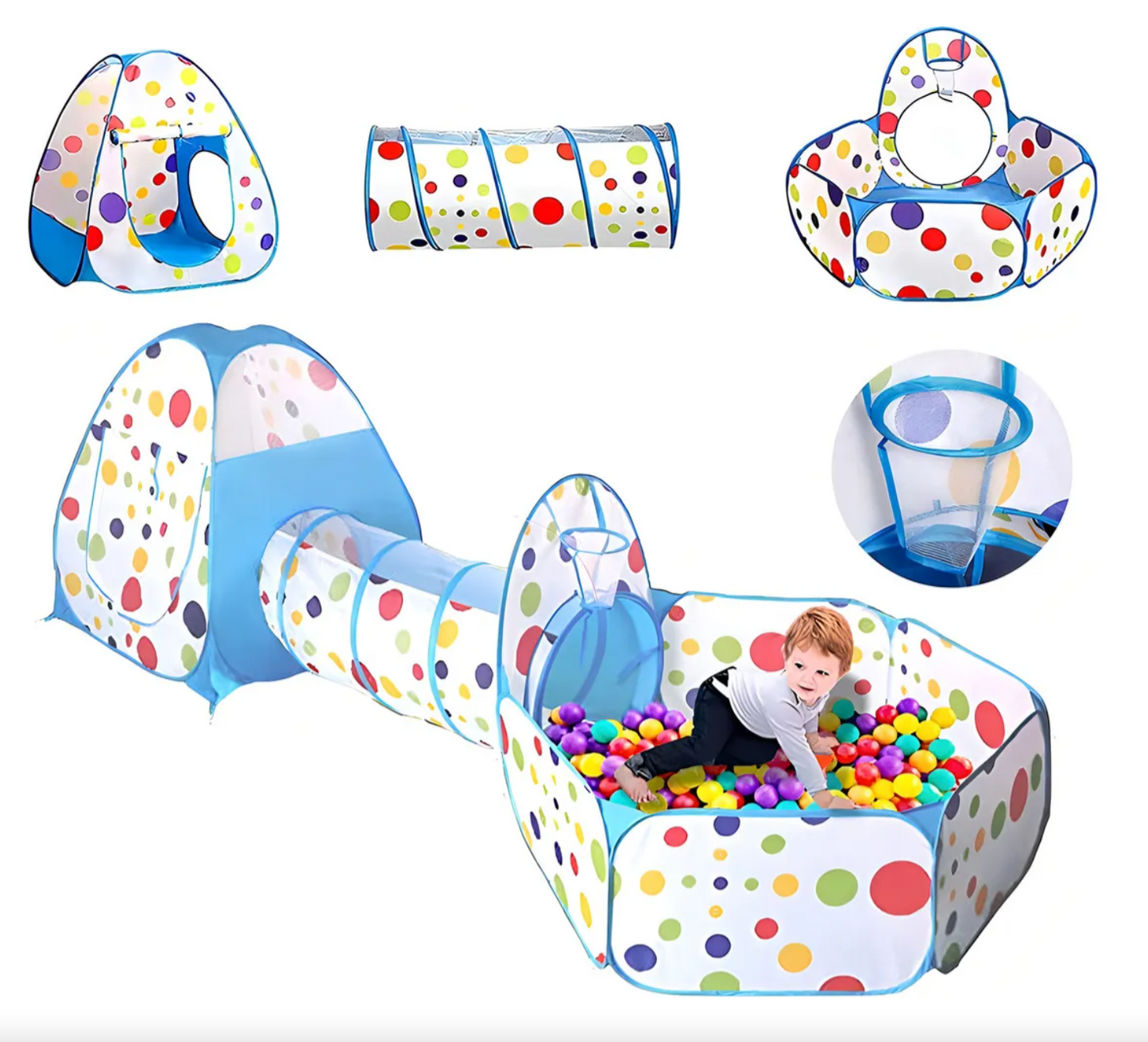 Casa Castillo con Túnel 3 en 1 para Niños – Carpa Laberinto